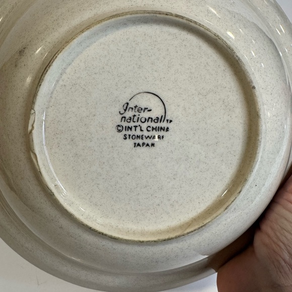 Vintage International Stoneware Bowl Goose Fruit Flowers Ribbon Beige Blue Pink - Picture 5 of 8